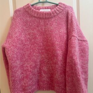 Chic Pink Knit Crew Neck Sweater